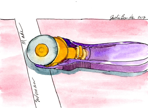 watercolor painting of purple rotary cutter
