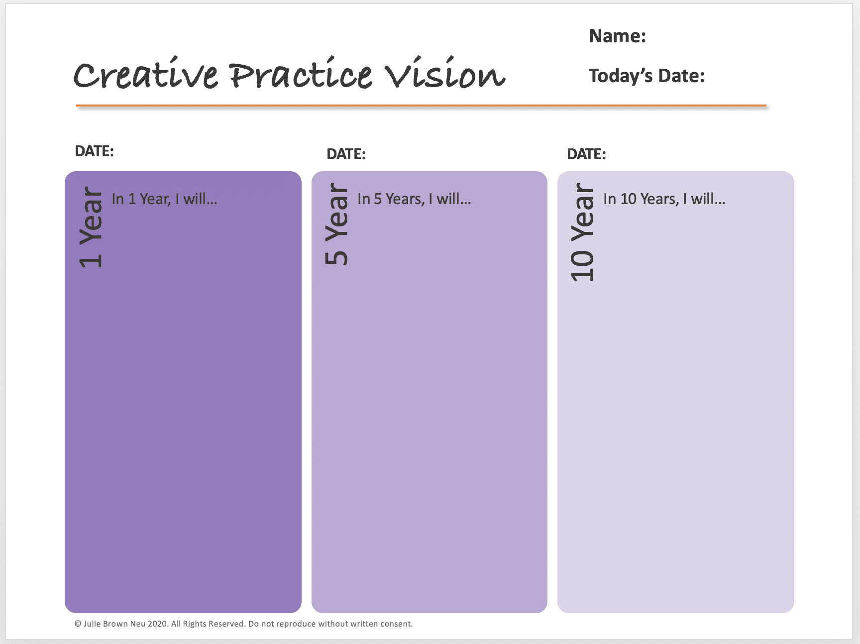 template for creating creative practice vision