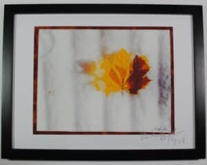 leaf in snow thread painting