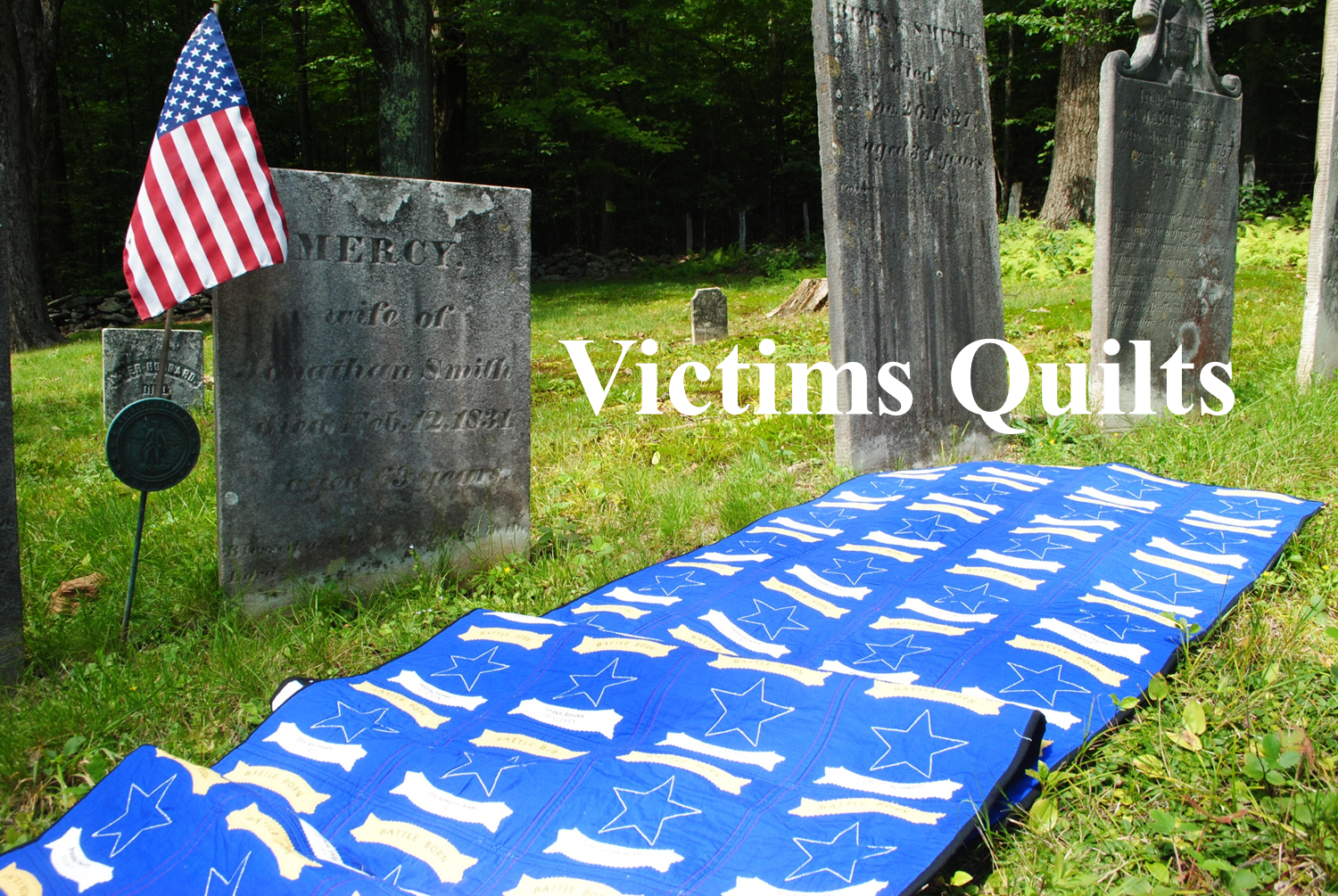 memorial quilt for Las Vegas mass shooting in an old graveyard